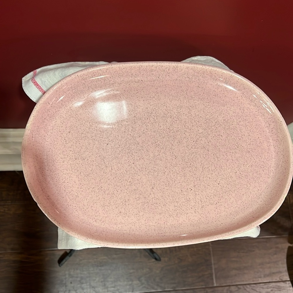 Brusche pottery pink speckled VINTAGE platter